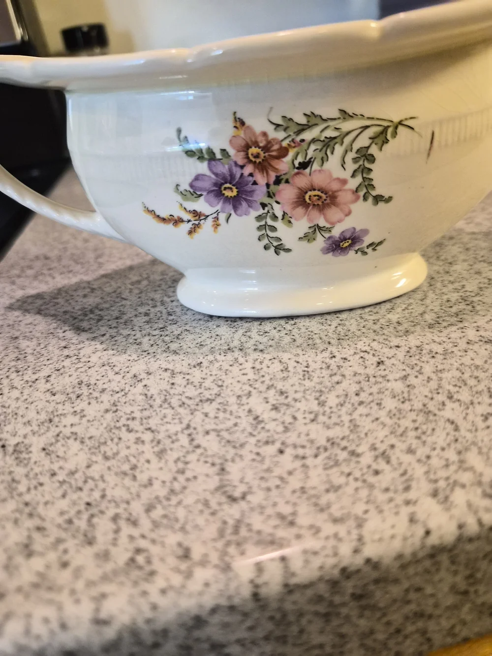 Vtg 1932 Homer Laughlin Virginia Rose Floral Sugar Bowl & Gravy Boat Set